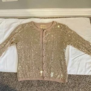 Anthropologie Gold Sequin Cardigan